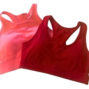 (Lot 2) ZYIA sports bras Coral and Red size Large (Like New)